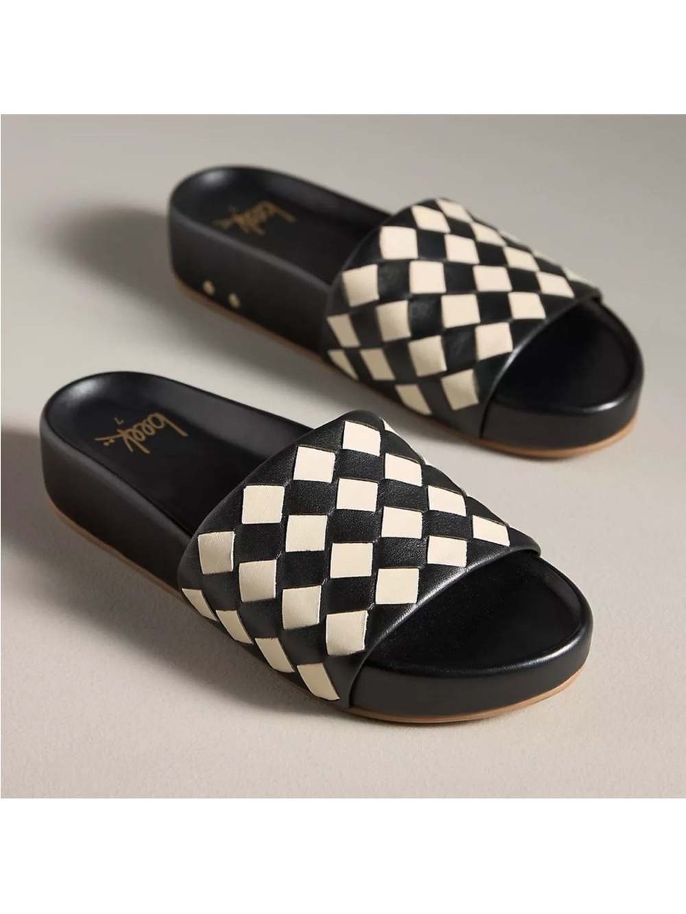 Beek Pelican Slide Sandals - Woven Oxford Leather